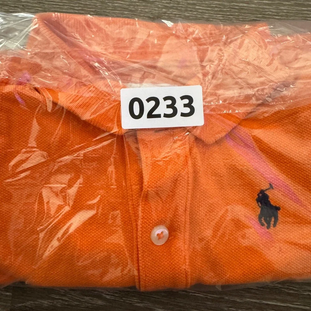 Ralph Lauren Polo Bodysuit Kids 9M Orange Short Sleeve Pique Cotton Pony Logo